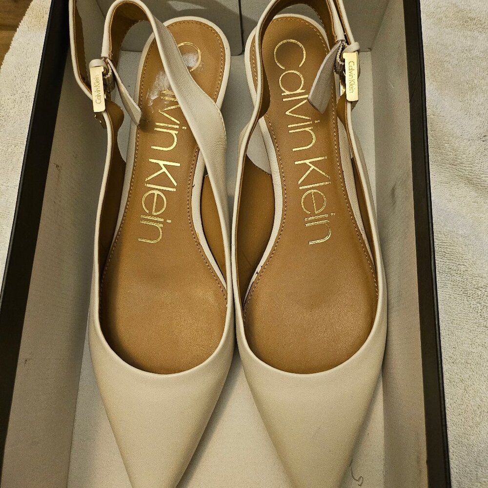 Calvin Klein Slingback Natural Kitten Heel 9M